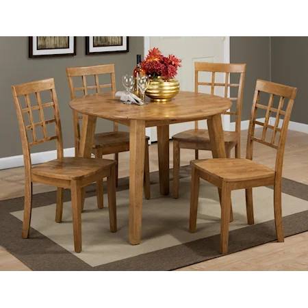 Round Table and 4 Chair Set (with Grid Back Chairs)